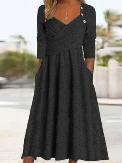 Plain Casual Buckle Sweetheart Neckline Fit & Flare A-Line Maxi Dress With Pocket 9 Plain Casual Buckle Sweetheart Neckline Fit & Flare A-Line Maxi Dress With Pocket -Zolucky Sales Store 35abf908e6e60f59d5db87685dd39643