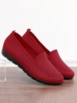 Women Casual Ribbed Fly-knit Fabric Slip On Shoes -Zolucky Sales Store 35dddf6e7ac4079f5428134e56484b6d