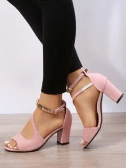 Beads Decor Chunky Heel Ankle Strap Sandals -Zolucky Sales Store 35f38bc4d6d253e3e564e31ff4014026