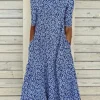 Floral Half Sleeve Crew Neck Casual Dress