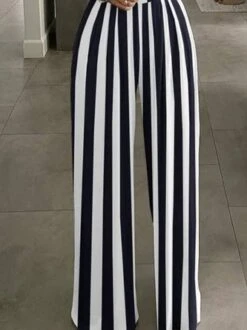 Striped Print Off Shoulder Wide Leg Jumpsuits -Zolucky Sales Store 371ba0f20acad22120528aff4be197b0