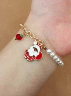 Christmas Cartoon Snowflake Santa Claus Imitation Pearls Bracelets 14 Christmas Cartoon Snowflake Santa Claus Imitation Pearls Bracelets -Zolucky Sales Store 376652ff5c90b8113eb4eec76117e714
