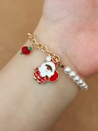 Christmas Cartoon Snowflake Santa Claus Imitation Pearls Bracelets 3 Christmas Cartoon Snowflake Santa Claus Imitation Pearls Bracelets - Image 3