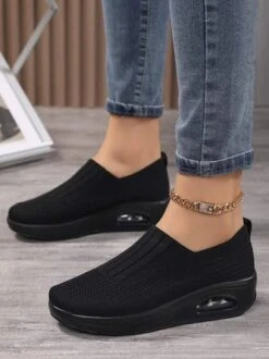 Breathable Air Cushion Platform Slip On Flyknit Sneakers -Zolucky Sales Store 382e4ea204e269cde38994bd91f4b6a9