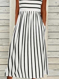 Striped Casual Crew Neck H-Line Sleeveless T-shirt Maxi Dress 6 Striped Casual Crew Neck H-Line Sleeveless T-shirt Maxi Dress -Zolucky Sales Store 38306890ce2f234b19e832341afef308
