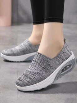 Breathable Air Cushion Platform Slip On Flyknit Sneakers -Zolucky Sales Store 384485b64ea5c5f10b8cdbaed59f8e16