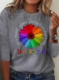 Plus Size Sunflower Crew Neck Loose T-Shirt