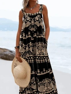 Ethnic Square Neck Loose Casual Jumpsuit -Zolucky Sales Store 38e47f71f416f5d2d2f491fb5885e8c8