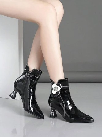 Elegant Flower Rhinestone Wine Glass Heel Dress Boots 3 Elegant Flower Rhinestone Wine Glass Heel Dress Boots - Image 3