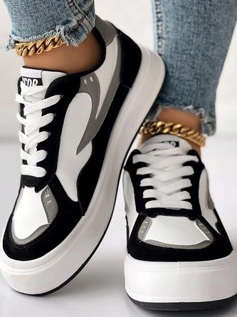 Pu All Season Casual Contrast Stitching Skate Shoes 8 Pu All Season Casual Contrast Stitching Skate Shoes - Image 8