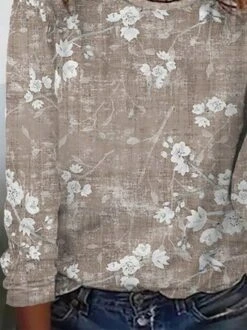 Plus Size Floral Casual Crew Neck Loose Long Sleeve T-Shirt -Zolucky Sales Store 39f7718f403a4f4c39644dd5a8b0dbec