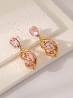 Party Crystal Twisted Hollow Dangle Earrings -Zolucky Sales Store 3ae0387fb70b03a049dab917c743e9db