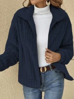 Women Casual Plain Autumn No Elasticity Daily Plush Long Sleeve Regular Regular Teddy Jacket -Zolucky Sales Store 3c294cd8317ff0c5b8216fe0faee0c16