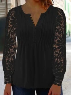 Plus Size Elegant Loose Jersey Half Open Collar Top -Zolucky Sales Store 3c32a1bf9bfb1265a2fbf01631af2b90