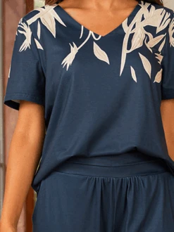 V Neck Casual Floral Pattern Two-Piece Set -Zolucky Sales Store 3cf21c4303d8ed7c13b2ca94ba2f926e