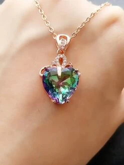 Rhinestone Heart Pendant Necklace -Zolucky Sales Store 3d319640594956e7a2ae5473be428e40