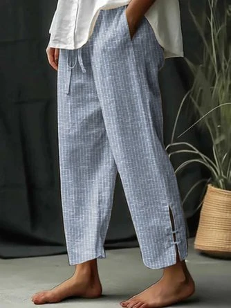 Loose Casual Striped Straight Pants With Pockets 1 Loose Casual Striped Straight Pants With Pockets