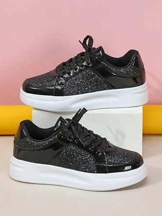 Women Fashion Glitter Paneled Lace-Up Skate Shoes 14 Women Fashion Glitter Paneled Lace-Up Skate Shoes - Image 14