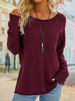 Solid Casual Shift Knitted Sweater