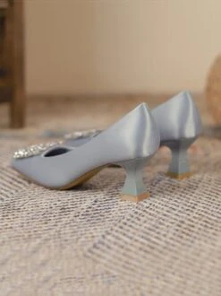 Square Rhinestone Decor Satin Square Toe Spool Heel Pumps 32 Square Rhinestone Decor Satin Square Toe Spool Heel Pumps -Zolucky Sales Store 3f62a37df13f2c3781d354507e34c346