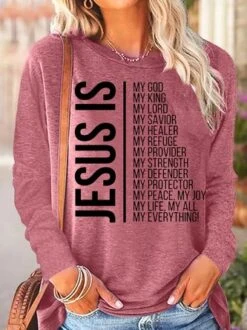 Womens Jesus Is My God Crew Neck Top -Zolucky Sales Store 3f7f5f675db95e853e8e92e6ff601eb1