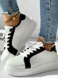 All Season Pu Contrast Stitching Casual Skate Shoes -Zolucky Sales Store 4067d99c89bad9e0132bde49e3b07f62