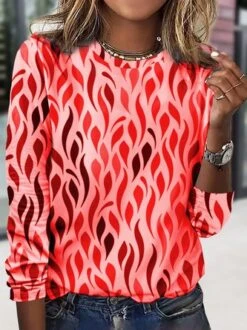 Geometric Printed Casual Long-sleeve T-shirt -Zolucky Sales Store 4068cf2279cd520b829e9246f91cdbc7