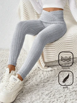 Plain Knitted Casual Leggings