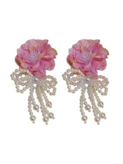 Elegant Flower Imitation Pearl Bowknot Party And Wedding Dangle Earrings -Zolucky Sales Store 41193aee4fec830ae648ed9c2cc1b6c5