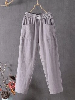 Cotton Casual Plain Ankle Loose Ankle Straight Pants With Pockets -Zolucky Sales Store 4119dfe3f92497858804f4bde64c6954