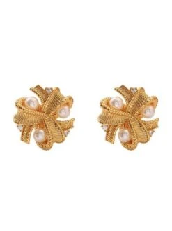 Elegant Imitation Pearl Rhinestone Textured Stud Earrings -Zolucky Sales Store 4156c64b2a6517cce62e69064b98f7bc