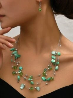 Boho Multicolor Beads Layered Necklace Earrings Set -Zolucky Sales Store 417cff142846bb4c949c6a0db197b9b4
