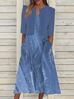 Crew Neck Casual Gradient Pattern Two-Piece Set -Zolucky Sales Store 41d28aa59eb83408cce20208fa579884