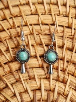 Vintage Turquoise Short Earrings Distressed Ethnic Style -Zolucky Sales Store 42551e60099a9fe2f759c557a2469464