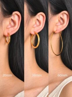 Women Minimalist 18k Gold-plated Hoop Earrings