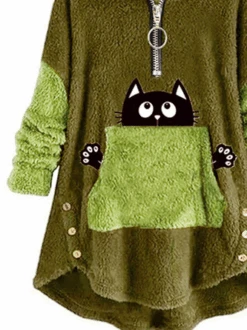 Plus Size Fluff Fleece Fabric Casual Sweatshirt -Zolucky Sales Store 431ef2a80eed98e1e26365da1633a219