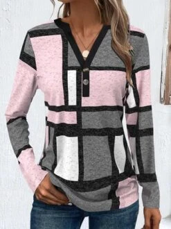 Casual Abstract Graphic Loose Buckle T-Shirt