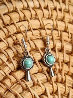 Vintage Turquoise Short Earrings Distressed Ethnic Style -Zolucky Sales Store 4368f6e1be369ab1f7a9f3d26ebd37a6