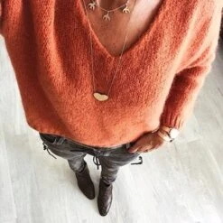 Casual V Neck Plain High Elasticity Knitted Long Sleeve Sweater -Zolucky Sales Store 43817400 538674453264816 8345746814710706800 n jpg 1567492107661