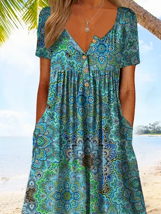 Boho Casual Short Sleeve Dress 2 Boho Casual Short Sleeve Dress - Image 2