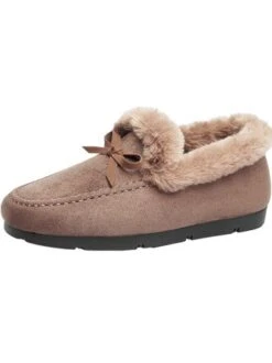 Winter Casual Non-Slip Furry Lined Flat Peas Shoes -Zolucky Sales Store 43a0473d37236f909af069b1fbce253b