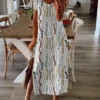 Women Summer Boho Casual Shift Short Sleeve Dress