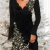 Christmas Printed Casual Long Sleeve Dress Xmas Dress