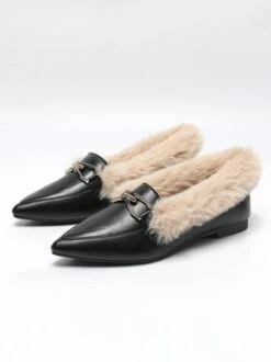 Women Metal Decor Commuting Furry Synthetic Leather Loafers 17 Women Metal Decor Commuting Furry Synthetic Leather Loafers -Zolucky Sales Store 451549de6b8dfc5e81a534db13d0dee6
