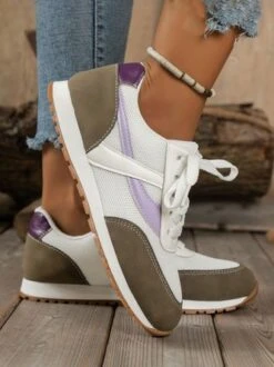Casual Color Block Mesh Fabric Paneled Lace-Up Sneakers -Zolucky Sales Store 45385fbb75c34d9ab61f52a44a1cd63c 1698039605183