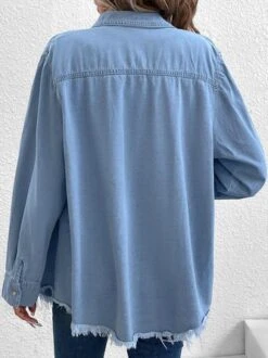 Casual Plaid Loose Shirt Collar Denim Jacket -Zolucky Sales Store 453e6077b03f3e57cf77d0bb1d541944