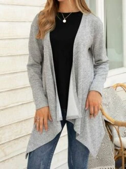 Vintage Long Sleeve Asymmetric Knit Coat