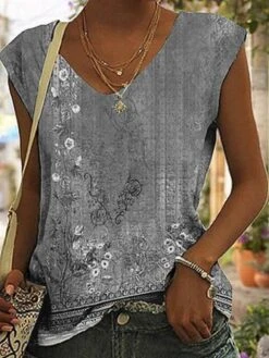 Floral Loose Vacation Tank Top -Zolucky Sales Store 4728f7a97b054f4cd1a5b9b1f1d2acd7