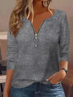 Casual Half Zipper Crew Neck Jersey Plain Loose H-Line Long Sleeve T-Shirt 12 Casual Half Zipper Crew Neck Jersey Plain Loose H-Line Long Sleeve T-Shirt -Zolucky Sales Store 47f169852c7116c7b7dd11ff24d18985