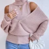 Yarn/Wool Yarn Loose Casual Pink Sweater
